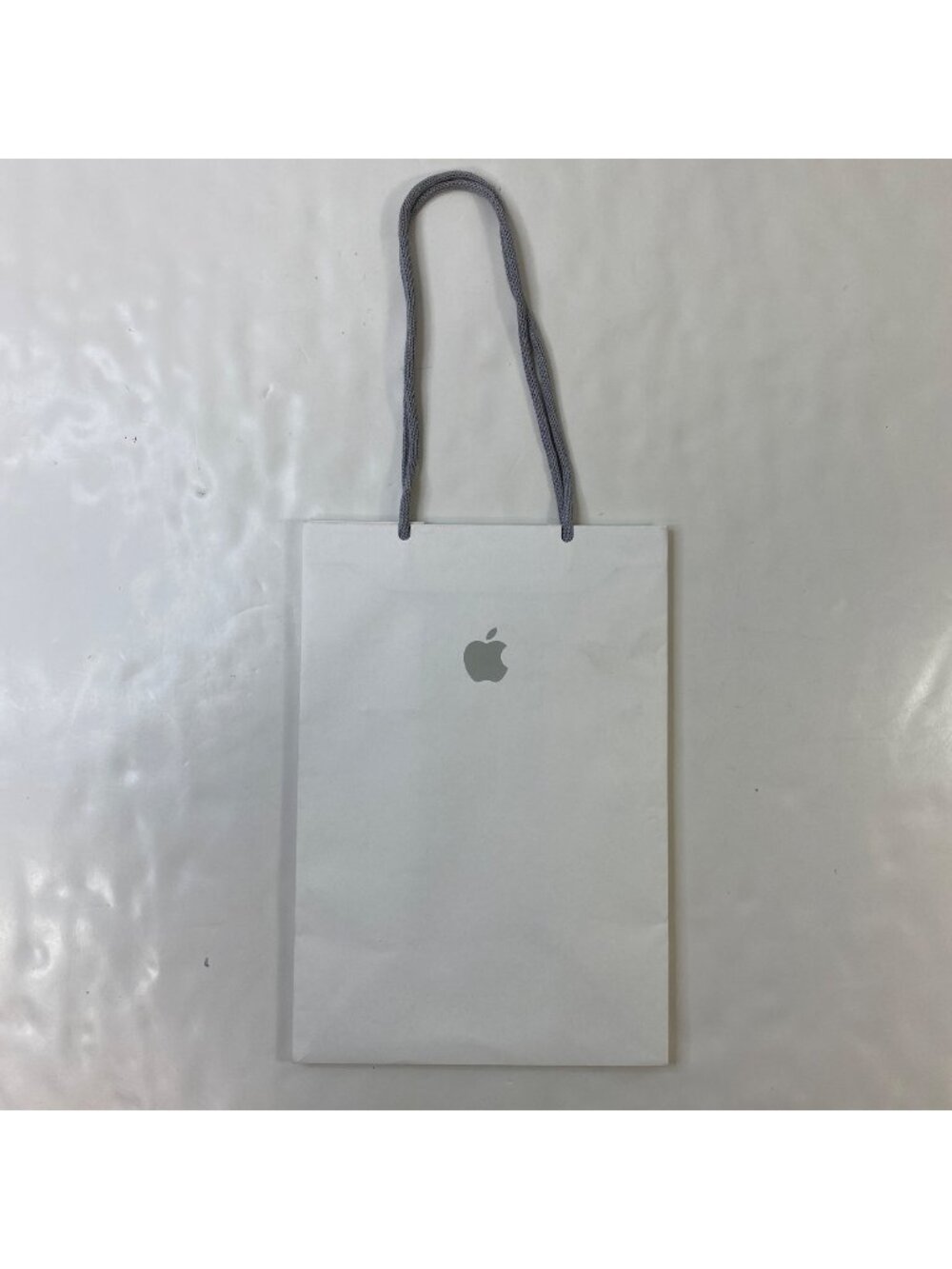 Apple Eco Friendly Shopping Bag White Gray Knit Handle Recyclable
